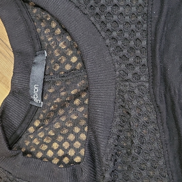 GIBON Black Rayon Fishnet Mesh Upper and Long Sleeve Top Shirt - Picture 4 of 13